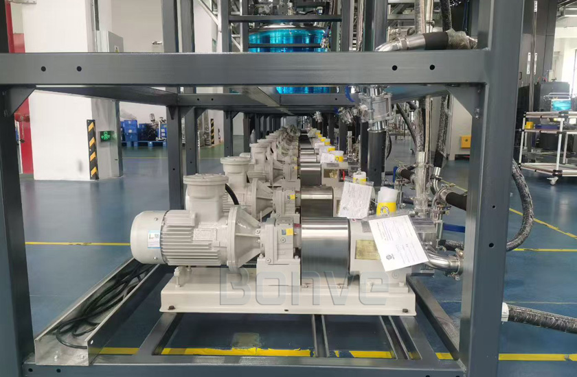 Bomba de lóbulos rotativos Bonve para transferência de resina de alta viscosidade de IBC para tanque de mistura